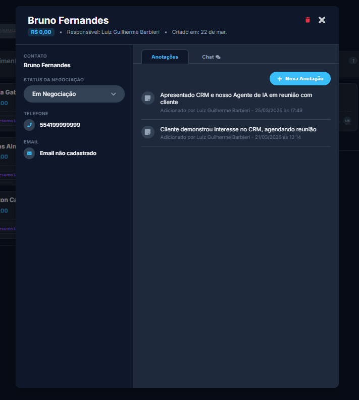 Histórico do Cliente no CRM